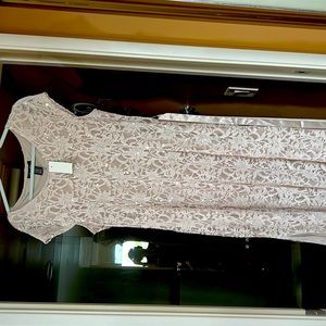 Lacey full length gown with scattered sequins…pink. Cap sleeves. L/12 .NWOT